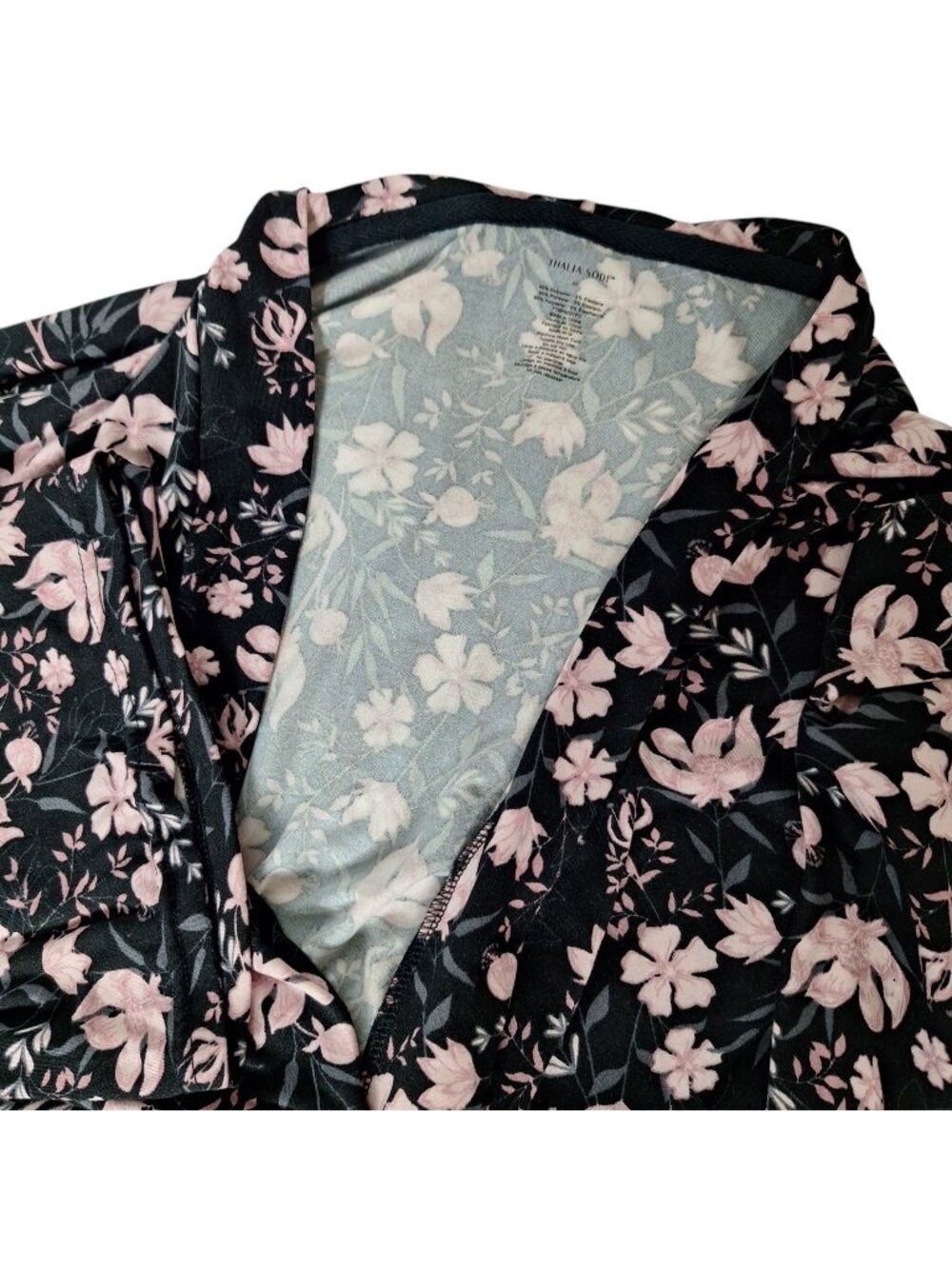 Thalia Sodi Black Pink Floral Duster Cardigan 2X